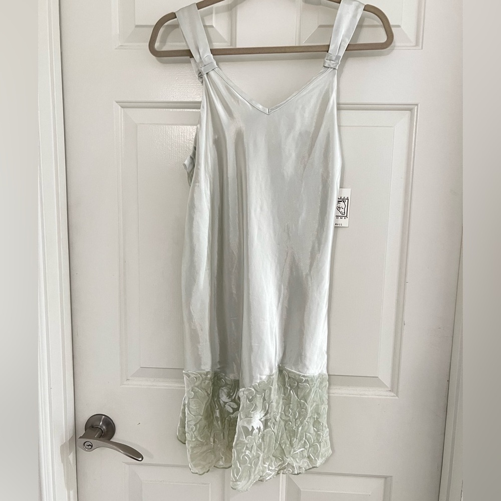 Giraffe At Home Nightgown Small velvet Trim Satin Lace burnout Slip Nightie